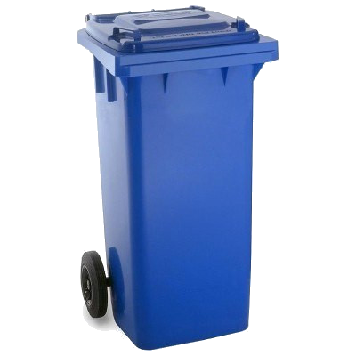 Blauwe 240 liter rolcontainer met deksel en wielen